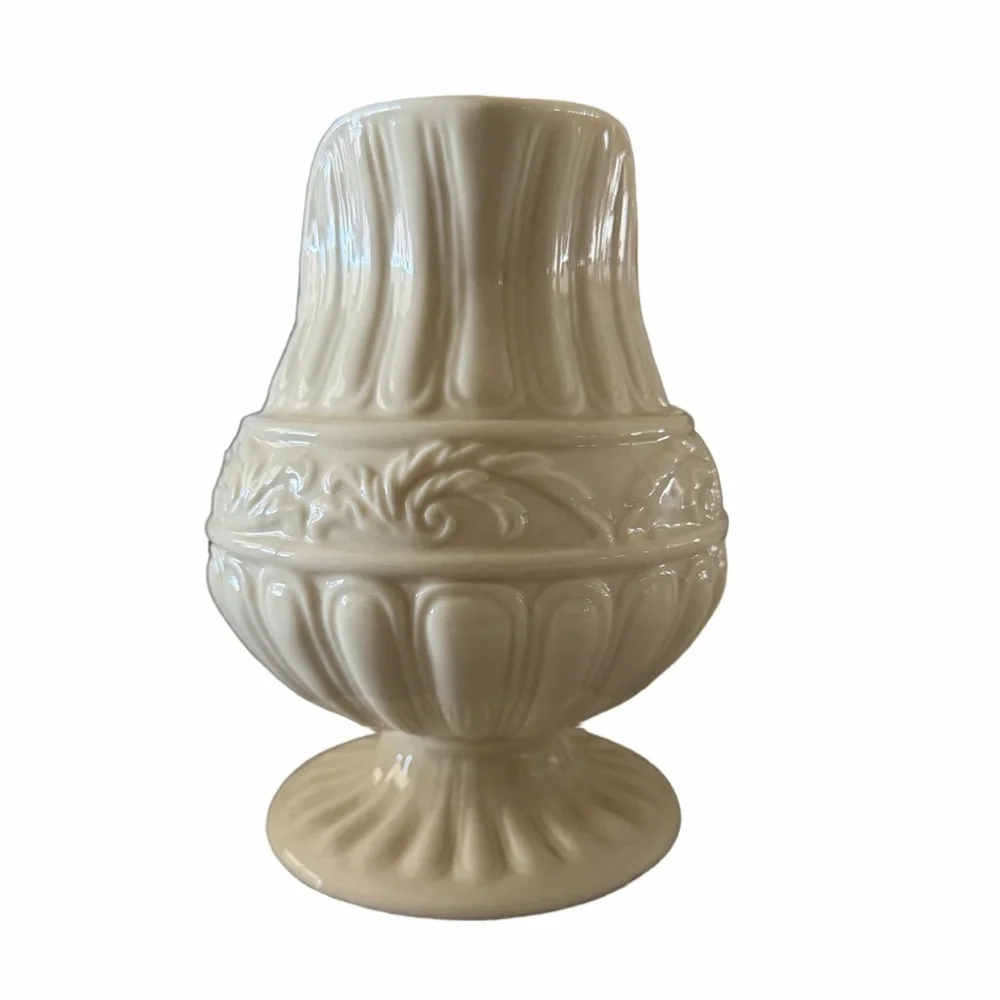 Two’s Company Cream Ceramic Pitcher | Embossed Footed Farmhouse Vase